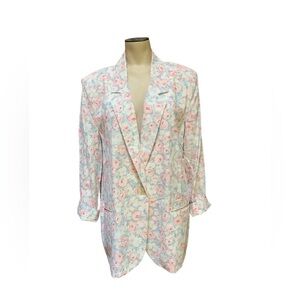 Vintage Russ Union Made In USA Women’s Pink Floral Button Blazer Size 12